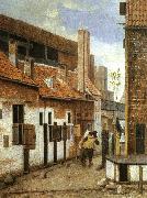 Jacobus Vrel Street Scene with Two Figures Walking Away oil on canvas